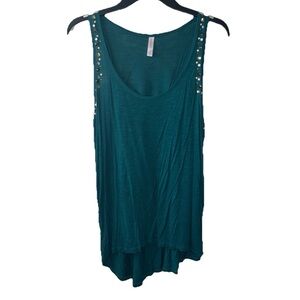 Xhilaration Teal Tank Top with Stud Accents